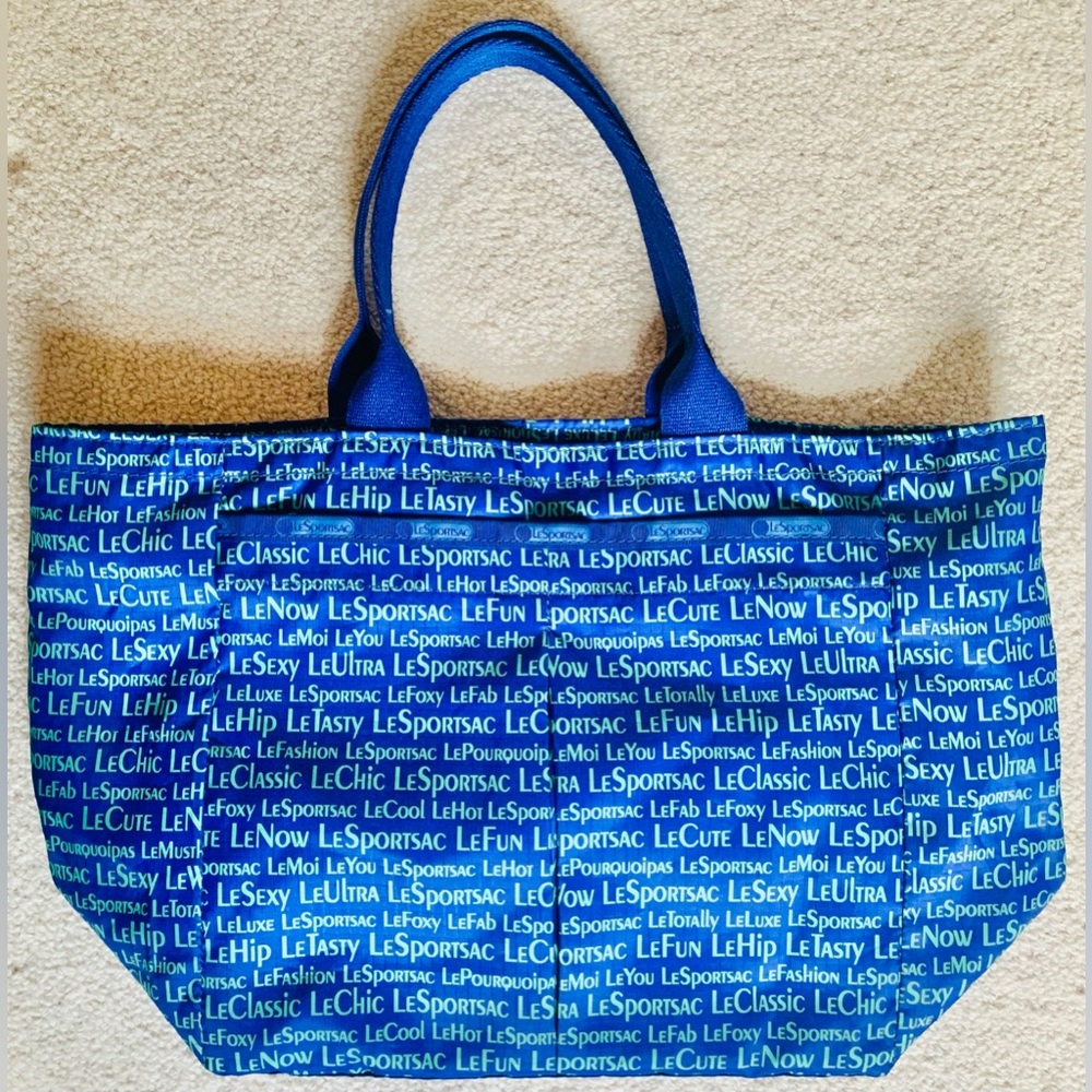 Large LeSportsac Bag- Tonal Shades of Blue for The Repeated Logo Design **NEW!**